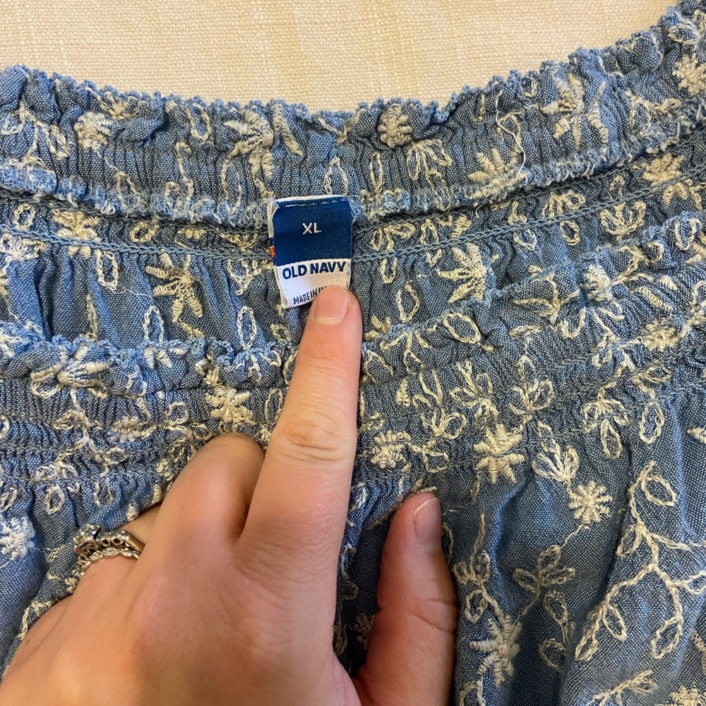 Old Navy Blue Mini Dress with White Floral Embroidery - Picture 2 of 2
